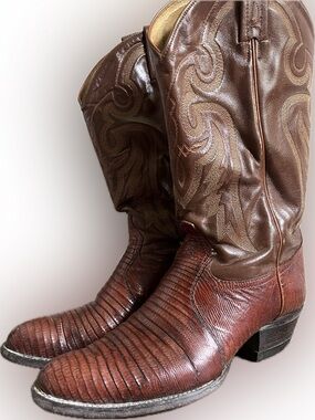 Tony Lama Exotic Teju Lizard Cowboy Western Boots Size 10 D